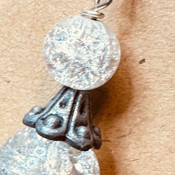Clear Quartz with Crackle and Metal Dangle Hook Earrings - Picture 8 of 13